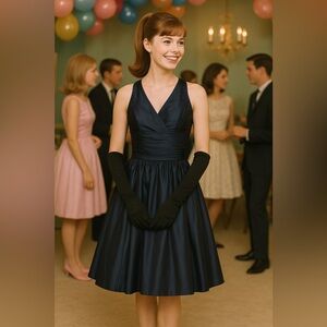 Vintage Watters & Watters Black Formal Dress – Size 6 – Timeless Elegance 1960s
